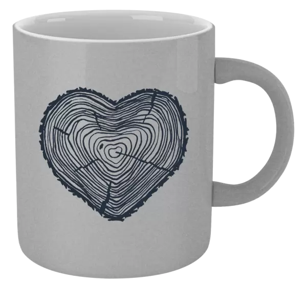 Metalický hrnek Pařez srdce