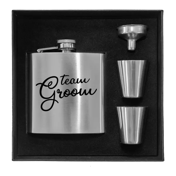 Ploskačka v krabičke Team Groom - nápis